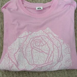 Light Pink T-Shirt with White Rose Graphic